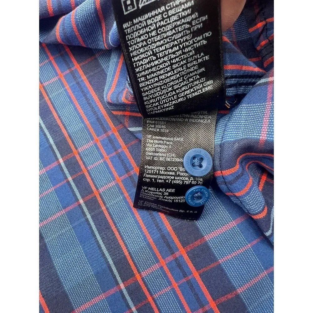 The North Face‎ Shirt Men XL Blue Roll-Up Long Sleeves Zip Pockets Logo Hiking